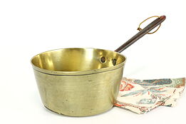 Farmhouse Antique Brass Sauce Pan or Pot, Iron Handle #40622