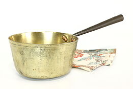 Farmhouse Antique Brass Sauce Pan or Pot, Iron Handle #40623