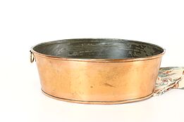 Farmhouse Antique Oval Copper Baking Pan with Hanging Ring #40611