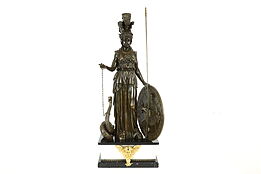 Athena or Minerva 38" Statue Vintage Bronze Sculpture, Marble Base #40489