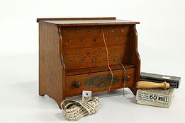 Victorian Antique Walnut Sewing Caddy, Thread Holes, Jewelry Drawer 1872 #40547