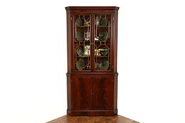 Traditional Georgian Style Vintage Mahogany Corner Cabinet or Cupboard #38835