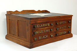 Victorian Oak 6 Drawer Spool Cabinet & Desk, Jewelry Chest, Clark's #40598