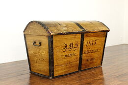 Scandinavian Immigrant Farmhouse Pine Trunk Hand Painted & Signed 1875 #40568