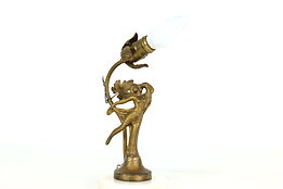 Art Deco Antique Dancing Woman Sculpture Lamp, Onyx Base #40732