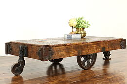 Farmhouse Industrial Antique Salvage Railroad Cart, Coffee Table #40792