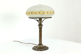 Victorian Antique Office Desk or Library Table Lamp Frosted Glass Shade #40854