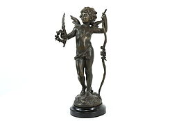 Cupid with Bow & Arrow Statue Antique French Sculpture, Aug. Moreau #40812
