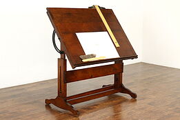 Farmhouse Industrial Antique Drafting Drawing Desk or Wine & Cheese Table #40852