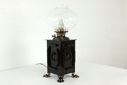Victorian Antique Craftsman Brass & Wrought Iron Lamp, Bradley & Hubbard #40658