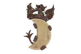 Italian Antique Walnut Eagle Moon Mirror, Carved Eagle, 1904 #40225