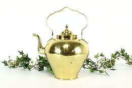 Farmhouse Large Brass Antique Tea Pot or Fireplace Hearth Kettle #40879