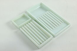 Set of Three Antique Milk Glass Dental Trays, Two Rivers WI #40203