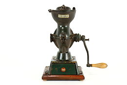 Farmhouse Antique Iron & Pine Coffee Mill Grinder, Universal L.F. & Co. #40647
