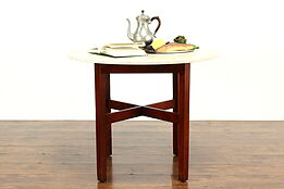 Midcentury Marble Top Vintage Dining, Breakfast or Hall Table, Weiman #39136