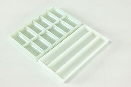 Pair of Two Antique Milk Glass Dental Trays #41112