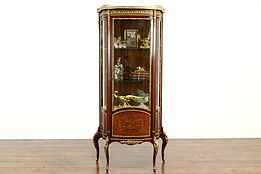 French Louis XV Design Antique Marquetry Vitrine or Curio Cabinet #40344