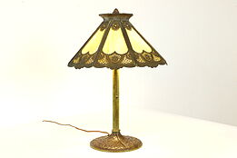 Stained Glass Shade Antique Office or Library Lamp, Bradley & Hubbard #41065