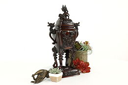 Chinese Antique Bronze Incense Burner or Censer, Foo Dog Finial #40830