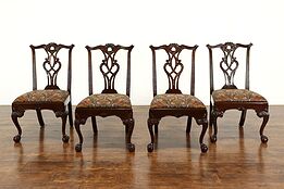 Set of 4 Vintage Georgian Chippendale Dining Chairs, Henredon Rittenhouse #38934