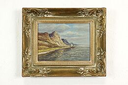Sailing on a Coast Vintage Original Oil Painting, Rupprecht 17" #41125