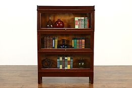 Craftsman Oak 3 Stack Antique Lawyer, Office Bookcase, Globe Wernicke #40672