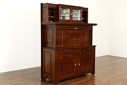 Oak Dentist 1910 Antique Dental, Jewelry or Collector Cabinet, American #39571
