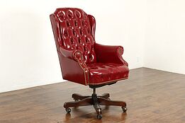 Tufted Leather Vintage Swivel Adjustable Office Desk Chair, Leathercraft #41300