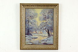 Forest in Winter Vintage Original Oil Painting, Fredericks 18" #41148