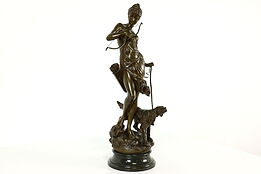 Bronze Antique Sculpture Greek Goddess Artemis, Marble Base, After Mayer #41010