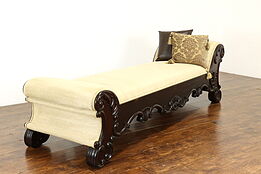 Victorian Antique Mahogany Chaise Lounge Fainting Couch Shell Motifs #40783