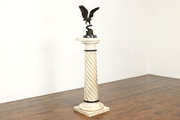 Traditional Vintage Carved Spiral Marble Plant Pedestal Sculpture Stand #41421