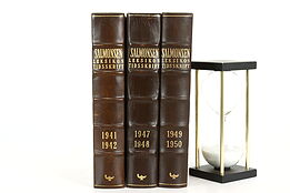 Set of Three Leatherbound Vintage Danish Encyclopedia Books, Salmonsens #40425