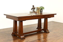 Craftsman Antique Oak Office Partner Desk, Library or Conference Table #40798
