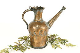 Farmhouse Antique Dovetailed Hammered Copper Pitcher or Water Jug #41413