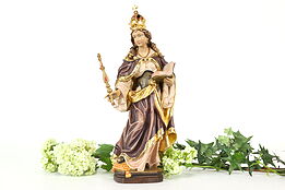 Swiss Hand Carved Vintage Folk Art Statue, Mary Queen of Heaven Sculpture #40972