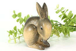 Hand Carved Vintage Painted Bunny Alpine Rabbit Sculpture #41569