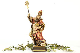 St. Ambrose Patron of Milan & Beekeepers Vintage Hand Carved Sculpture #40976
