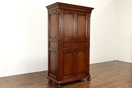 Victorian Eastlake Antique English Carved Walnut Armoire Wardrobe Closet #40578