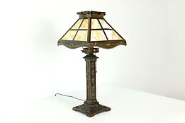 Arts & Crafts Antique Stained Glass Craftsman Shade Office or Desk Lamp #41685