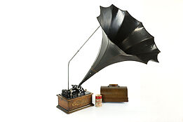 Edison Standard Antique Oak Record Player Cylinder Phonograph & Horn #40649