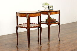 Pair of Vintage Satinwood & Tulipwood Lamp, End or Side Tables Weiman #41676