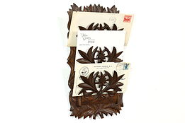 Black Forest Carved Antique Flower & Leaf Wall Pocket Letter Rack #41579