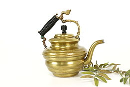 Farmhouse Antique Brass Tea Kettle or Pot, Bird Handle #41332