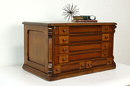 Victorian Eastlake Antique Mahogany Spool Cabinet Jewelry Collector Chest #41704