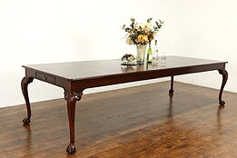 Mahogany Vintage 10'  Banded Dining or Conference Table, 2 Leaves Hickory #36690