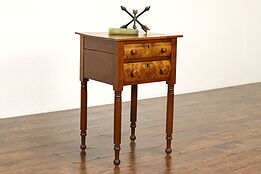 Sheraton Antique Cherry & Birdseye Maple Nightstand, End or Lamp Table #40579