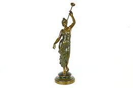 Art Nouveau Antique Patinated Sculpture, Aurora Goddess of Dawn, B & H #41191
