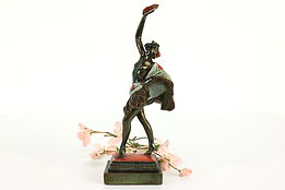Art Deco Antique Bronze Spanish Dancer w/ Tambourine Sculpture, Herzel #41399
