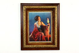 Art Deco Woman with Parrot Vintage Art Print, Pressler 31"  #41603
